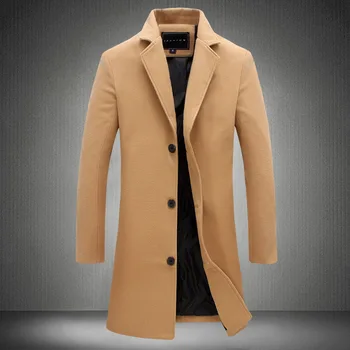 2023 Модное городское повседневное шерстяное пальто, мужская новая ветровка средней длины в корейском стиле, зимняя теплая ветровка