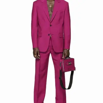 2023 Модный Новый мужской деловой однотонный костюм, пальто / Мужской Приталенный Свадебный Комплект из 2 предметов, Блейзеры, куртка, брюки, Брюки