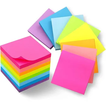 6 цветных стикеров 3x3 дюйма, яркие цветные самоклеящиеся блокноты, легко размещать для дома, офиса, ноутбука