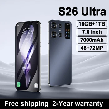 S26 Ultra Смартфон 7,0 HD Экран 16G + 1T 7000mAh Android13 Celulare С Двумя Sim-картами Разблокировано Лицо 5G Оригинальный Мобильный Телефон