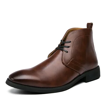 Дизайнерская мужская кожа ручной работы, осень-зима, роскошные зимние ботинки для мужчин, Повседневная брендовая мужская модельная обувь, Обувь больших размеров 38 ~ 48