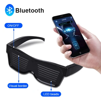 Красочные Светящиеся Очки Halloween LED Bluetooth Glasses Светодиодный Дисплей Смарт-Очки С Управлением, Подключенным к приложению, для Декора вечеринки