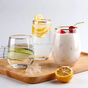 Новый стиль, золотая стеклянная чашка в форме яйца, домашняя ручная работа, чашка для сока, пивная кружка