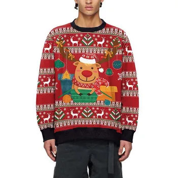 Пуловеры с изображением Оленя, Рождественские Свитшоты Navidad, Универсальные Джемперы С круглым вырезом, Повседневный Хип-Поп Мужской капюшон в стиле Лося, Ins Sudaderas