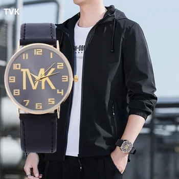 Роскошные Мужские часы для любителей ведущих брендов TVK, водонепроницаемый цифровой Черный Кожаный ремешок, Ультратонкий циферблат, женские кварцевые часы, Часы
